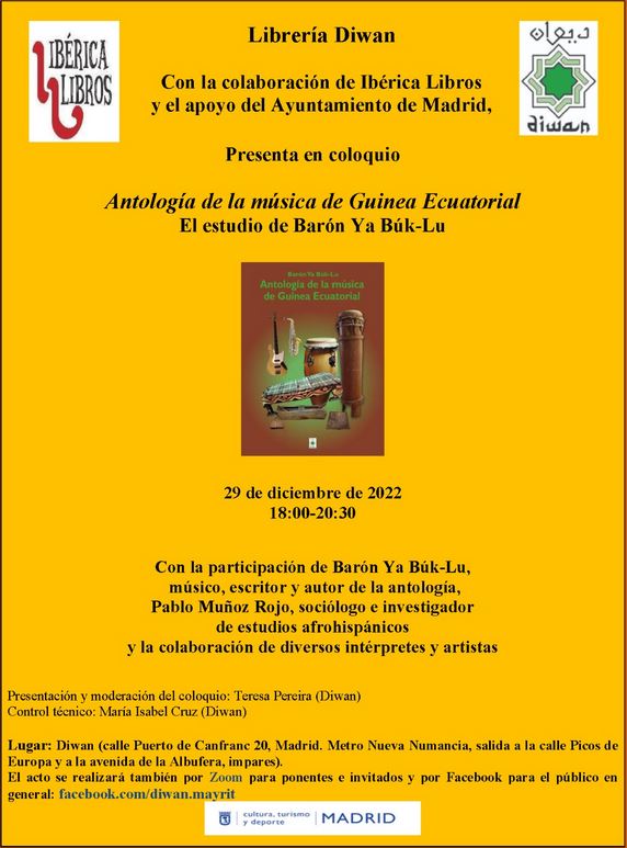 Coloquio sobre «Antología de la Música de Guinea Ecuatorial» (29 diciembre 2022. Madrid)
